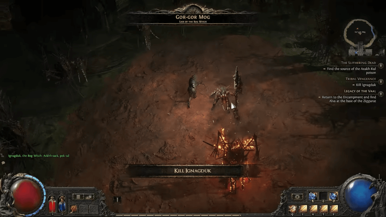 Ignagduk, The Bog Witch can be found in Gor-Gor Mog within the Azak Bog in Path of Exile 2