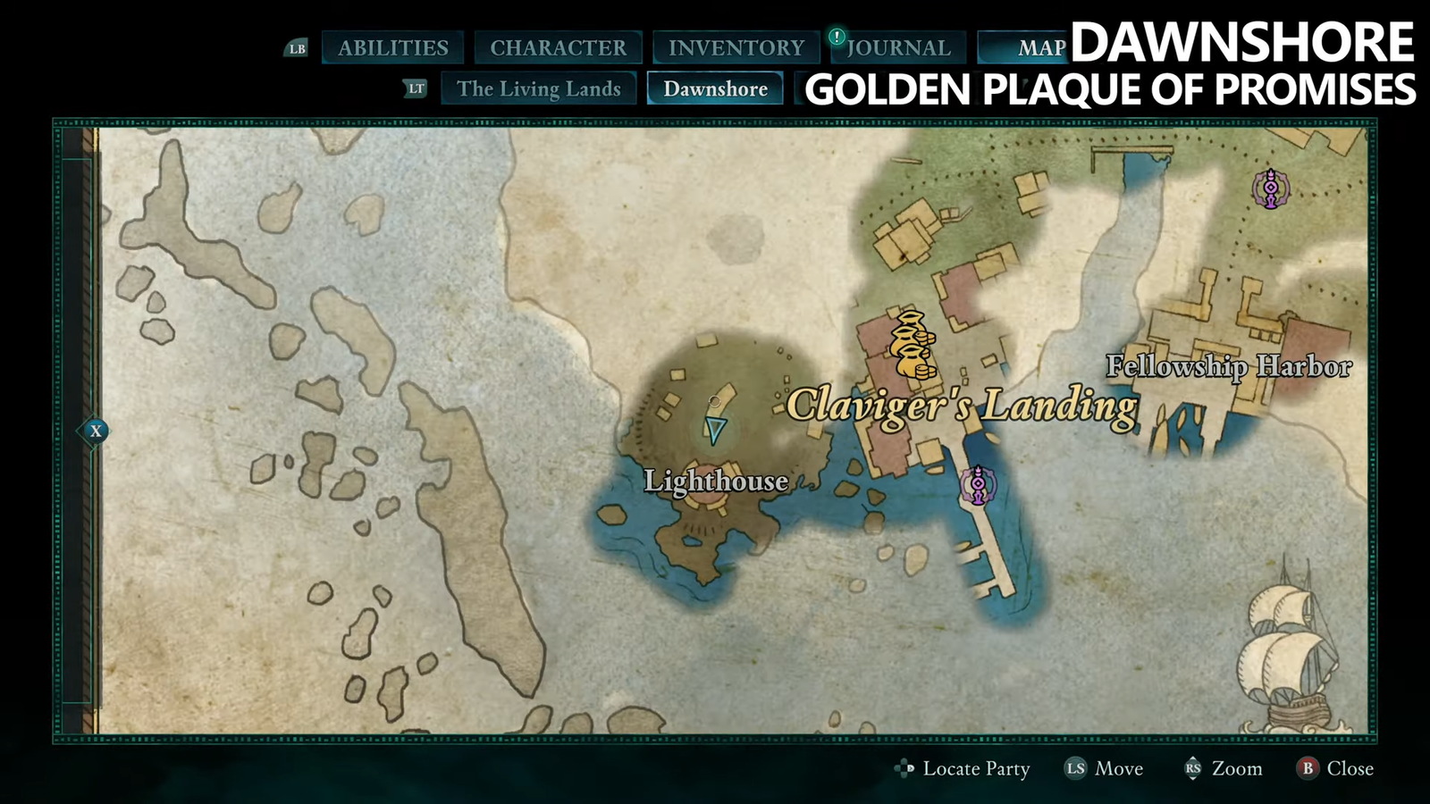 Avowed - Dawnshore - Woedecia - God Shrine Totem Fragment - Golden Plaque of Promises Location - Lighthouse (3)